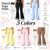 Pantalon de yoga évasé à taille repliable GM Wholesale, sensation seconde peau, haute élasticité, coupe ajustée, jambe large, pour la gym, le fitness et les activités sportives pour femmes