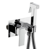 Robinet de lavage mural dissimulé en cuivre, moderne, monocommande, électroplaqué, chaud/froid, avec douchette de bidet effet pluie pour le nettoyage corporel