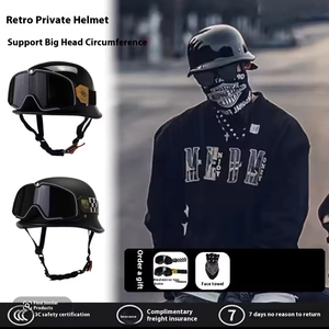 Équipement de style visage de croisière et d'équitation; Motif texturé; Demi-casque de <span class=keywords><strong>moto</strong></span> d'été <span class=keywords><strong>vintage</strong></span> unisexe - Product Image 6