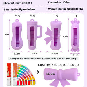 Modis lipstik silikon lengan gantungan kunci anti-kehilangan penutup pelindung untuk pelembap bibir portabel gantung buah elegan gantungan kunci - Product Image 4