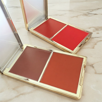 Palette de fard à joues minéral 2-en-1 de luxe en boîte en papier blanc, maquillage visage, logo personnalisé, fini mat longue tenue et waterproof