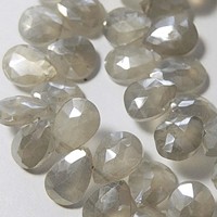 Perles de pierre de lune blanche facettée en forme de poire, 7-8 mm, certifiées par un tiers pour la fabrication de bijoux