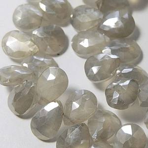 Piedra lunar diamante gris facetada piedra lunar pera Briolette 7-8mm cuentas hebra - Product Image 4