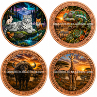 Pièce de collection en cuivre pur 999 de 1 oz, motif animaux sauvages, colorée aux UV, en relief, pour collectionneurs