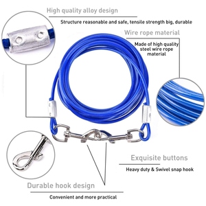 30ft 16ft 10ft Mascotas Perros Atar Cable de acero inoxidable Correa resistente con estaca en espiral antioxidante - Product Image 4
