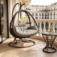 Fauteuils suspendus doubles modernes pour chambre et patio, résistants à l'eau, en métal rembourré, pour mobilier d'extérieur et usage intérieur