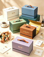 Boîte cadeau rigide simple et portable, écologique, à double compartiment, avec fermeture magnétique, logo personnalisé, pour usage professionnel/festif