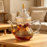 Service à thé en verre SUNPRO écologique, style bohème marocain vintage de luxe léger, pour le Moyen-Orient et l'Arabie Saoudite