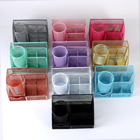 Organisateur de bureau en métal violet à 7 compartiments personnalisable, porte-stylos, support de téléphone, ensemble de fournitures de bureau pour la maison, le bureau et l'école