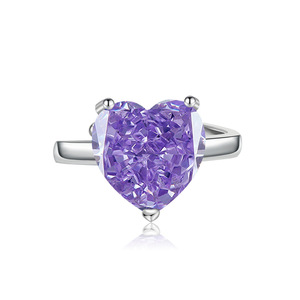 Top Selling Jewelry Women 2026 <b>Copper</b> 12*12mm Heart Cut Purple Cubic Zirconia <b>Necklace</b> Rings Earrings Jewellery Set - Product Image 5
