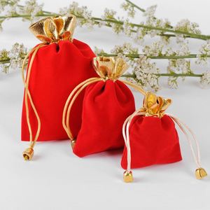 Bolsas de Terciopelo con Cordón de 12*15cm para Regalos de Joyería, Recuerdos de Boda, Embalaje de Regalos, con Apertura Dorada - Product Image 2