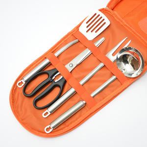 Ensemble de cuisine d'extérieur 12 pièces en acier inoxydable, style ethnique, sac fourre-tout pour pique-nique et barbecue - Product Image 3