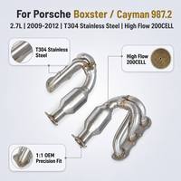 Header Manifold Knalpot High Flow 200CELL Kustom untuk Porsche Boxster Cayman 987.2 2.7L 2009-2012 SS304 Dumppipe 1:1 OEM Fitment