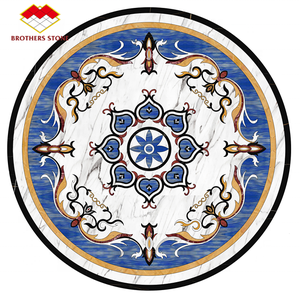 Alfombra personalizada con diseño de suelo de mármol lujo <span class=keywords><strong>Sodalita</strong></span> <span class=keywords><strong>azul</strong></span> medallón de mármol con chorro de agua <span class=keywords><strong>piedra</strong></span> de mármol natural - Product Image 1