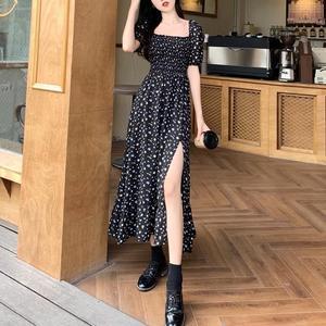 OEM abito intero in Chiffon estivo puro Casual con stampa floreale <span class=keywords><strong>mezza</strong></span> manica a sbuffo lungo collo quadrato traspirante - Product Image 6