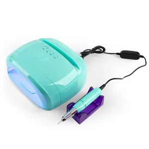 Manicure Set 2 in 1 Cordless 78W Rechargeable LED UV lamp with Portable Low Noise 30000RPM Nail Drill Handpiece