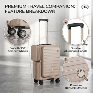 <span class=keywords><strong>Valise</strong></span> à roulettes multifonctionnelle à ouverture frontale à deux compartiments, coque rigide en PC de 20 pouces, poches <span class=keywords><strong>double</strong></span> face, grande capacité - Product Image 2