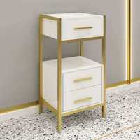 Armoire de rangement de salon moderne en acier inoxydable Jiangpai STT008, 2 tiroirs, verrouillable, 4 roulettes, durable, usage commercial, vente en gros