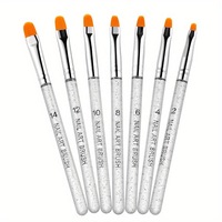 Ensemble de 7 pinceaux à ongles ovales et ronds en nylon à poils brillants de différentes tailles pour la manucure DIY à domicile