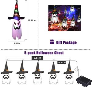1 cái đầy màu sắc <span class=keywords><strong>LED</strong></span> ánh sáng Ma treo ánh sáng lên ma Phù Thủy mũ cho nhà hiên sân vườn bên ngoài Halloween ngoài trời trong nhà trang trí nội thất - Product Image 2