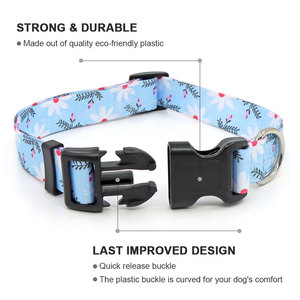 Floral Pattern Pet <b>Collar</b> Polyester Adjustable Buckle Closure Eco-Friendly Dog <b>Collars</b> Small Size - Product Image 2