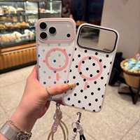 Coque Magnétique Antichoc à Pois avec Cordon pour iPhone 17 16 15 14 13 12 11 Pro Max – Vente en Gros
