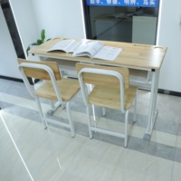 Meubles de classe stables, modernes et durables avec structure en acier, bureau d'enseignant écologique, chaises d'étude pour étudiants, plateau de table en bois réglable