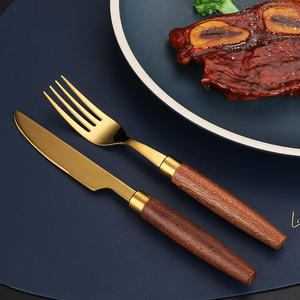 全新沙比利木柄不锈钢餐具套装刀叉甜品勺皇家道林银器餐具套装 - Product Image 4