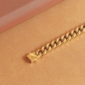 Mens Sang Trọng 10Mm Miami Cuba Liên Kết Chuỗi Vòng Đeo Tay Cá Nhân Đồ Trang Sức Bằng Thép Không Gỉ Với Độc Đáo Mạ Vàng <span class=keywords><strong>Clasp</strong></span> Phong Cách Hợp Thời Trang - Product Image 3