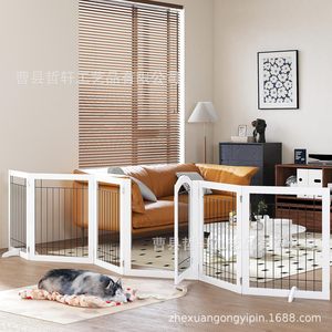 Barrière pour animaux de compagnie en bois extensible rectangulaire, clôture intérieure pour chien, barrière de sécurité pour enfant - Product Image 1