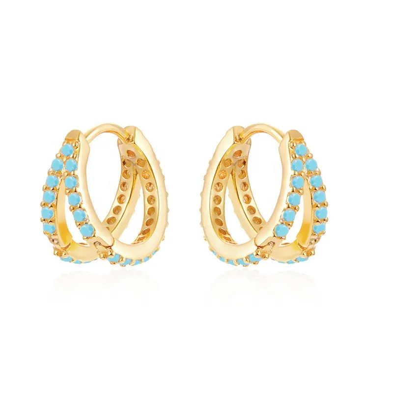 2023 New Wholesale Fine Fashion Jewelry Earrings Designer Statement Cubic Zircon Huggies Earrings Women Luxury Hoop Earrings Set