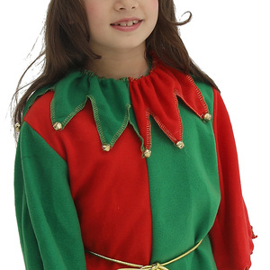 Disfraz de elfo navideño para niñas, traje de manga larga rojo y verde para niños, traje para fiesta familiar, fiesta navideña - Product Image 5