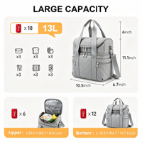 Sac isotherme double compartiment pour femme, grand format, étanche, réutilisable, sac fourre-tout matelassé, plusieurs poches, pliable, pour le travail