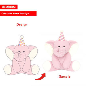कस्टम गुलाबी हाथी खरगोश बिल्ली के बच्चे के लिए बड़े कान के सुंदर जन्मदिन के उपहार के साथ कस्टम गुलाबी हाथी - Product Image 1