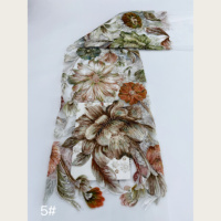 Tissu en tulle brodé de perles style peinture à l'huile, motif grande fleur, 5 couleurs, tissu robuste pour robe Qipao