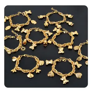 Wholesale jewelry 14K 18k gold custom Halloween Luxury italian Heart pumpkin Elephant charm Bangle bracelet chain for women