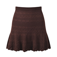 Ensemble deux pièces pour femme : Cardigan court à col rond et manches courtes en maille respirante, couleur unie, avec nœud, et mini-jupe trapèze taille haute au-dessus du genou