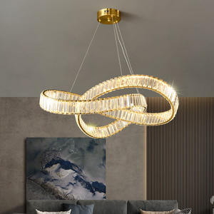 Nordique simple éclairage créatif or cercle moderne spirale cristal anneau rond led suspension - Product Image 1