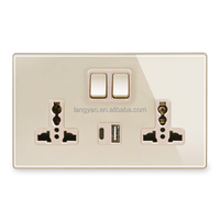 LangYeao Evrensel Çift Prizler, Tip-C 18W USB, 146x86mm Anahtarlı Kontrol Güvenlik Kapağı, İngiltere/ABD/AB için