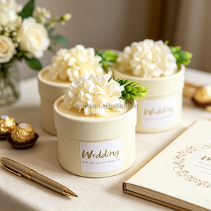 Cadeau de mariage, fabricant chinois, boîte en papier ronde personnalisée avec logo, pour bonbons au chocolat, avec décoration florale - Product Image 4
