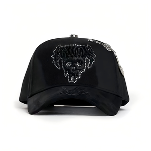 Nueva Llegada, Gorra de 5 Paneles con Logotipo Bordado en Pedrería, Forro de Seda, Gorras Personalizadas con Logotipo, Gorra Barbas con Visera de Gamuza Negra - Product Image 5