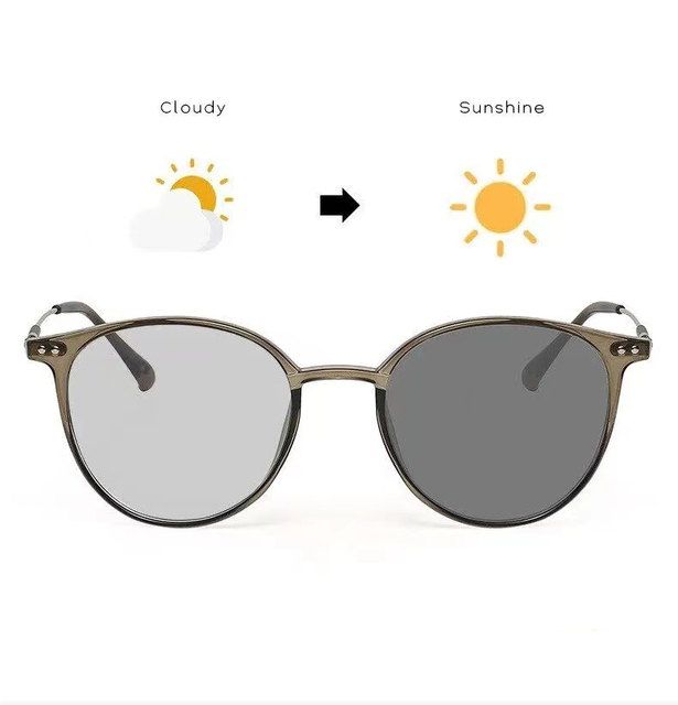 Photochromic Myopia Glasses for Women Retro Round Clear Eyeglasses Men Ultralight Blue Light Blocking Computer Glasses 0 to -600