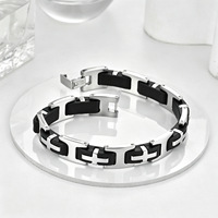 Bracelet tressé en cuir noir et corde de vachette pour homme, double couche en acier inoxydable, fait main, multi-couches en acier titane