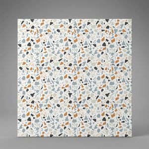 Carreaux de sol en céramique terrazzo de qualité supérieure 40x40cm, grès cérame émaillé gris clair pour intérieur - Product Image 5