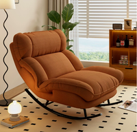 Fauteuil inclinable à bascule moderne surdimensionné avec coussin pour adultes, idéal pour l'extérieur et le salon