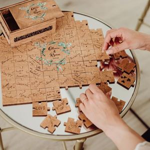 Cadeau de mariage personnalisé de 60 pièces avec boîte pour couple, alternative au livre d'or, puzzle - Product Image 4