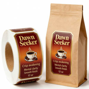 Étiquettes en rouleau durables et imperméables pour sacs de <span class=keywords><strong>café</strong></span>, autocollants <span class=keywords><strong>d</strong></span>'impression de qualité alimentaire pour l'emballage de grains de <span class=keywords><strong>café</strong></span> et de <span class=keywords><strong>café</strong></span> <span class=keywords><strong>moulu</strong></span> - Product Image 2