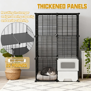 Grande cage multifonctionnelle double couche pour chat avec assemblage facile détachable, motif solide, boîte de toilette sécurisée pour animaux de compagnie - Product Image 3