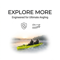 Kayak de pêche modulaire tandem vert citron, avec chaise antidérapante et pont en polyéthylène PE, pour vente en gros