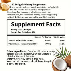पुरुषों के लिए ओएम सीधे निर्माता के खाद्य पूरक 180 विटामिन डी 3 + k2 नवजात के 0.5 जी सॉफ्टजेल कैप्सूल - Product Image 3
